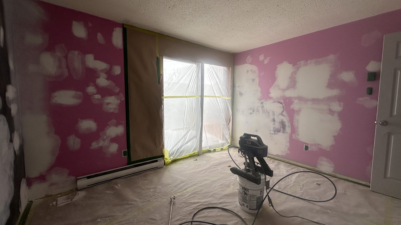 Interior painting before - spray paint graffiti on walls