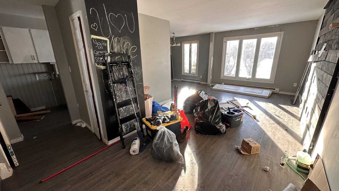 Interior painting before - smoke stains and water damage