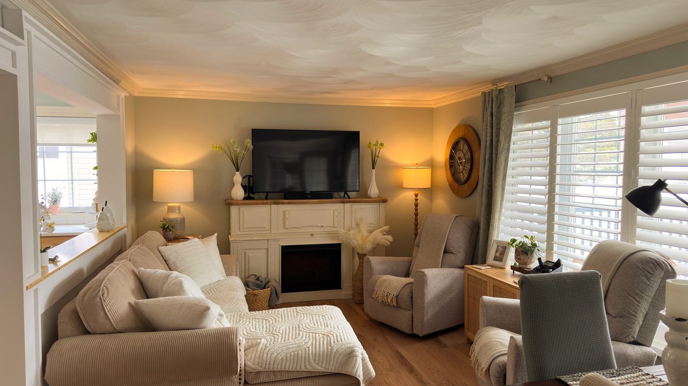 Interior painting after - level 5 skim coat living room