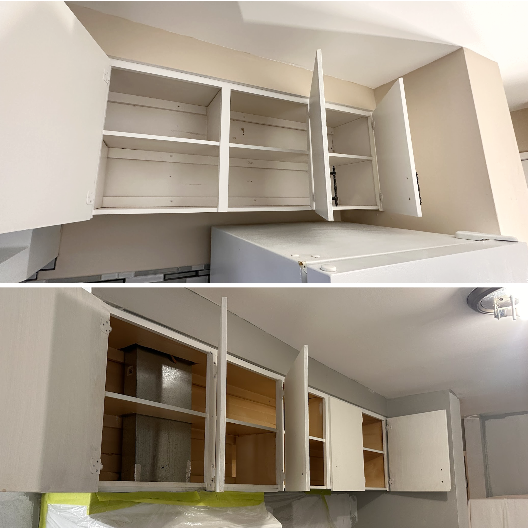 Before and after kitchen-closet-painting - cabinet-painting project in Timmins ON - OV Property Solutions