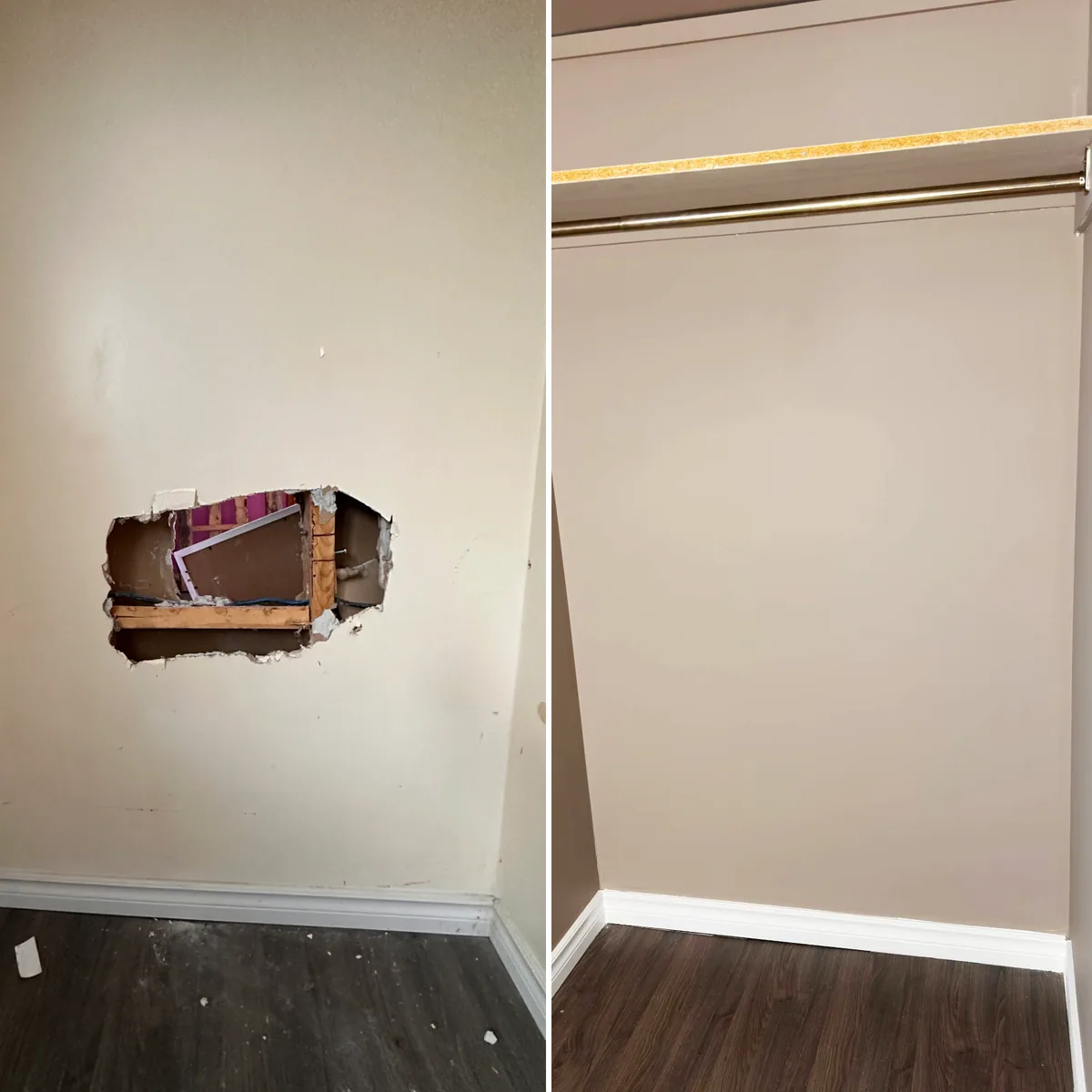 Drywall patch levelled and ready for finish coat – drywall repair in Northern Ontario by OV Property Solutions