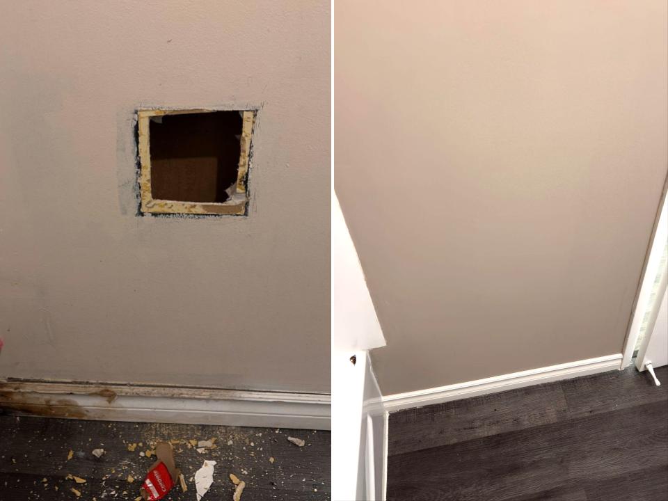 Before and after untitled-presentation-5 - drywall-repair project in Timmins ON - OV Property Solutions