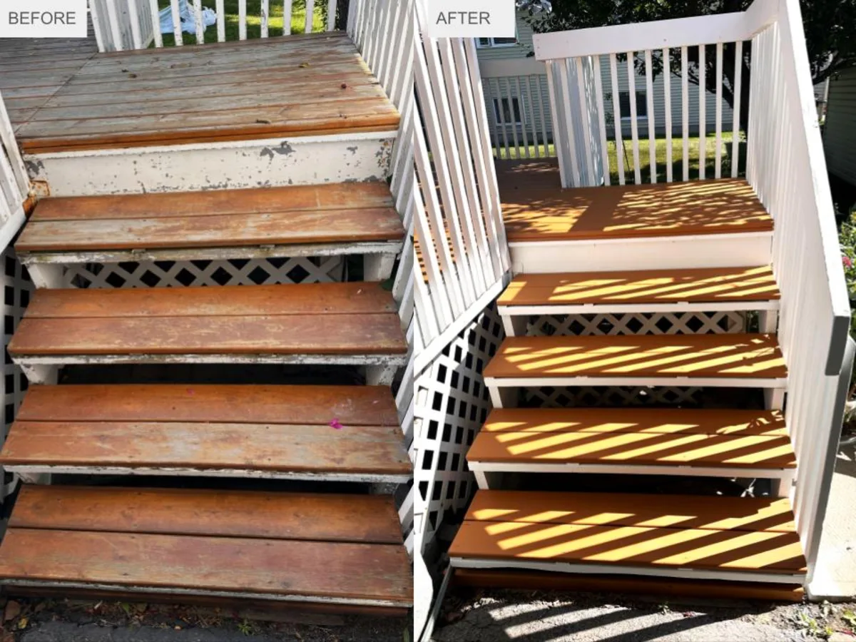Wood deck prepped and painted by OV Property Solutions